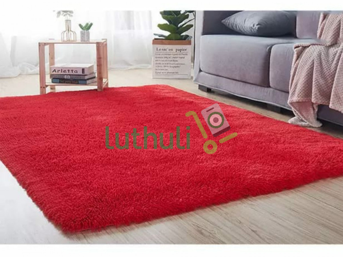 Hand Made Bags Red Fluffy Rug. Hand Made Bags Red Fluffy Rug.