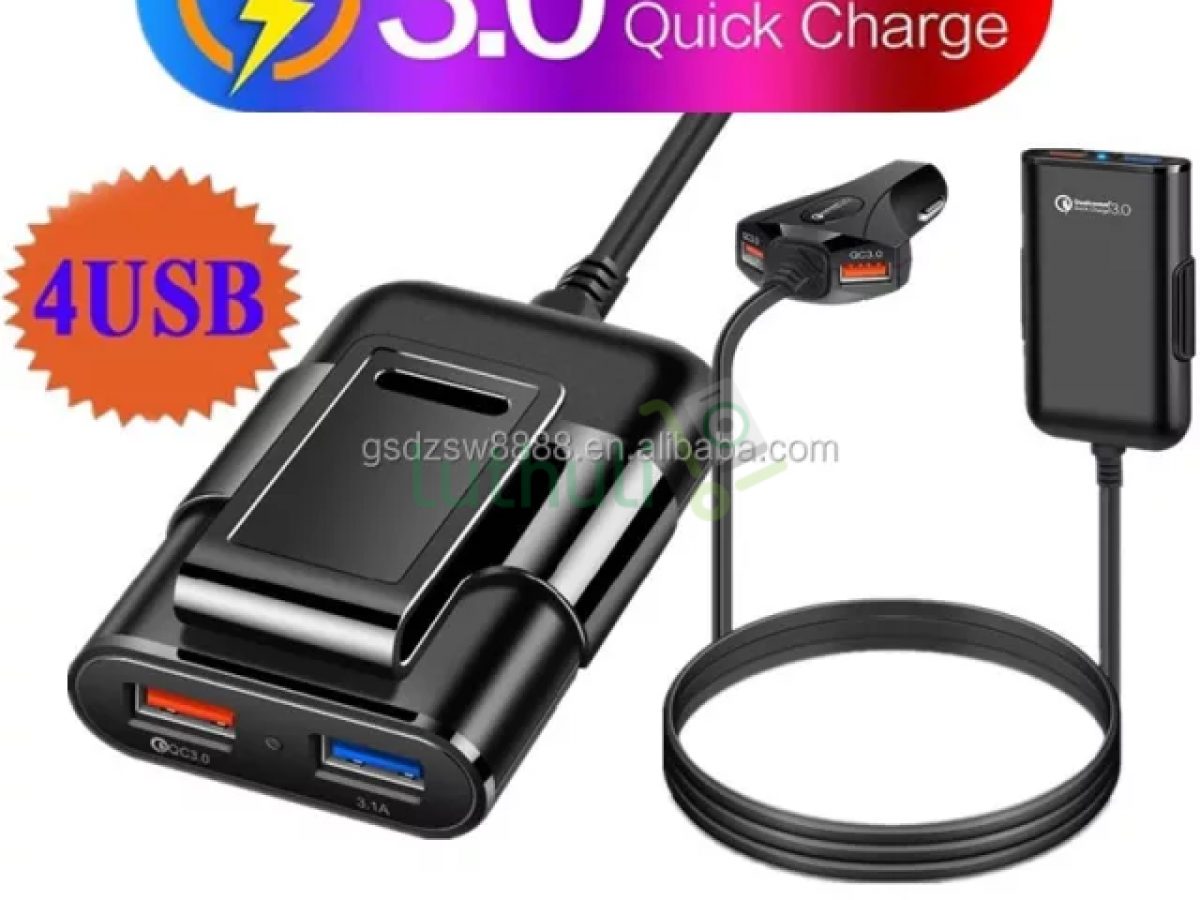 4 Port USB QC 30 Car Charger For Front Back S 4 Port USB QC 30 Car Charger For Front Back S
