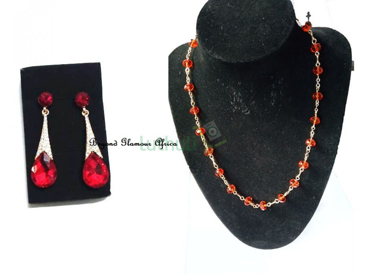 Crystal Red Necklace+earrings set Crystal Red Necklace+earrings set