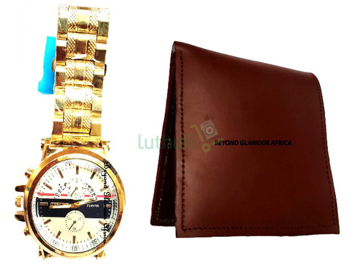 Gold tone watch with wallet combo Gold tone watch with wallet combo