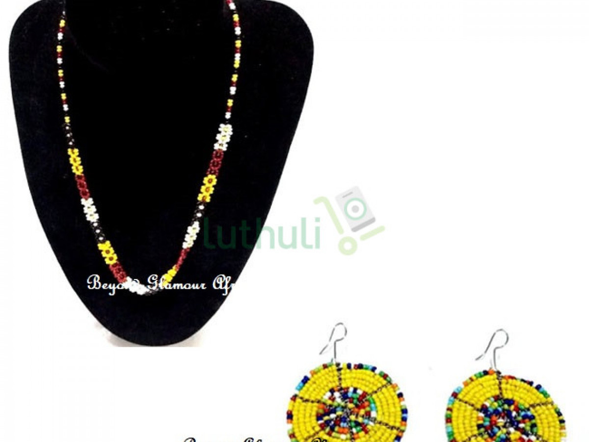 Maasai Beaded necklace and earrings set Maasai Beaded necklace and earrings set