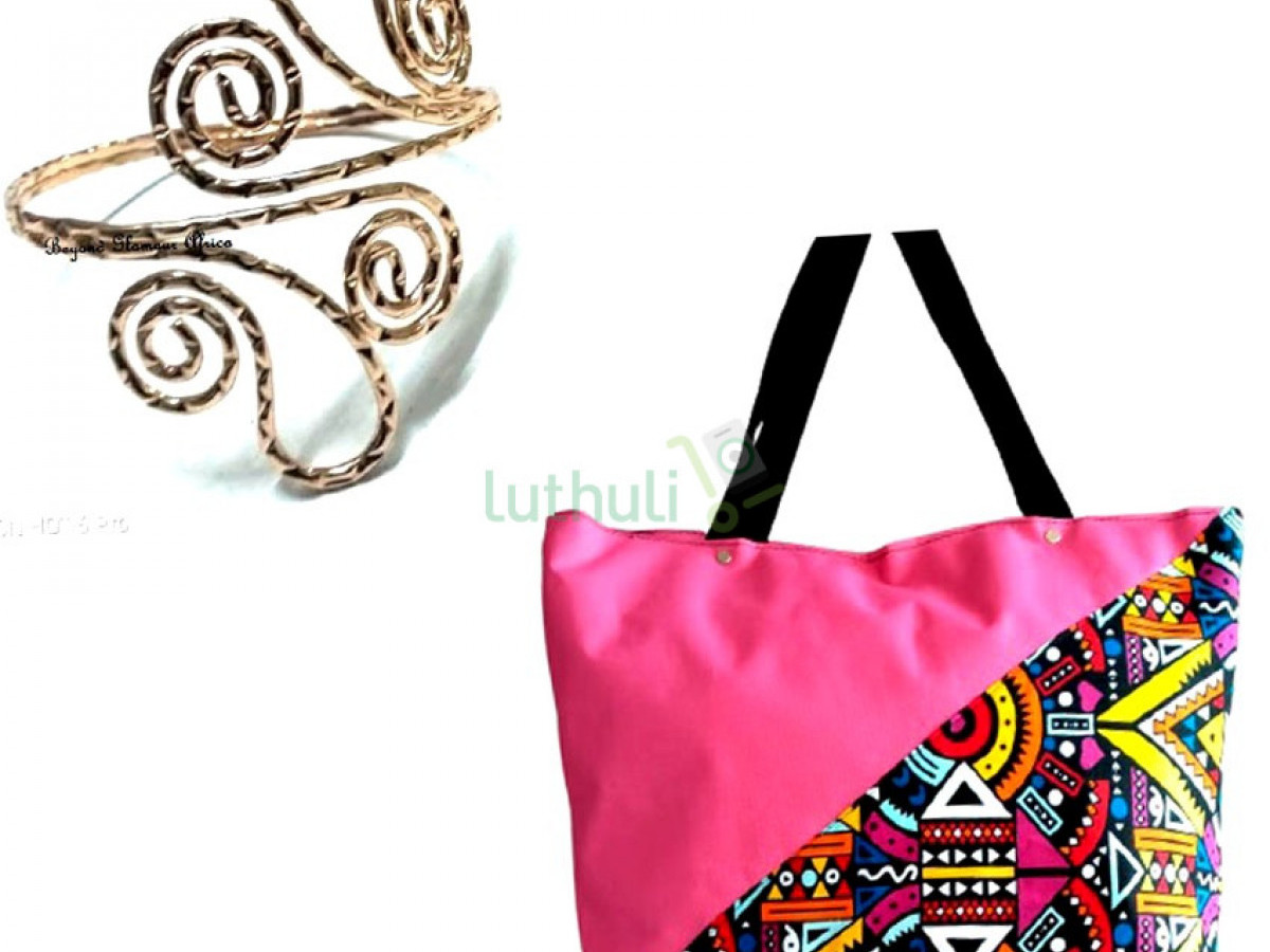 Pink Canvas bag and armlet Pink Canvas bag and armlet