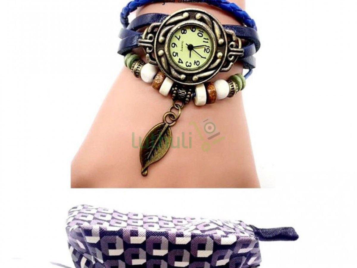 Womens Blue Bracelet watch with purse Womens Blue Bracelet watch with purse