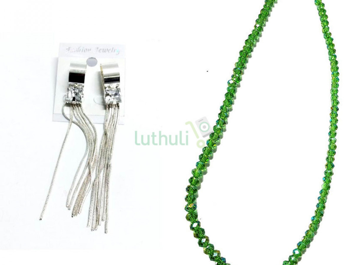 Womens Green Crystal necklace and earrings Womens Green Crystal necklace and earrings