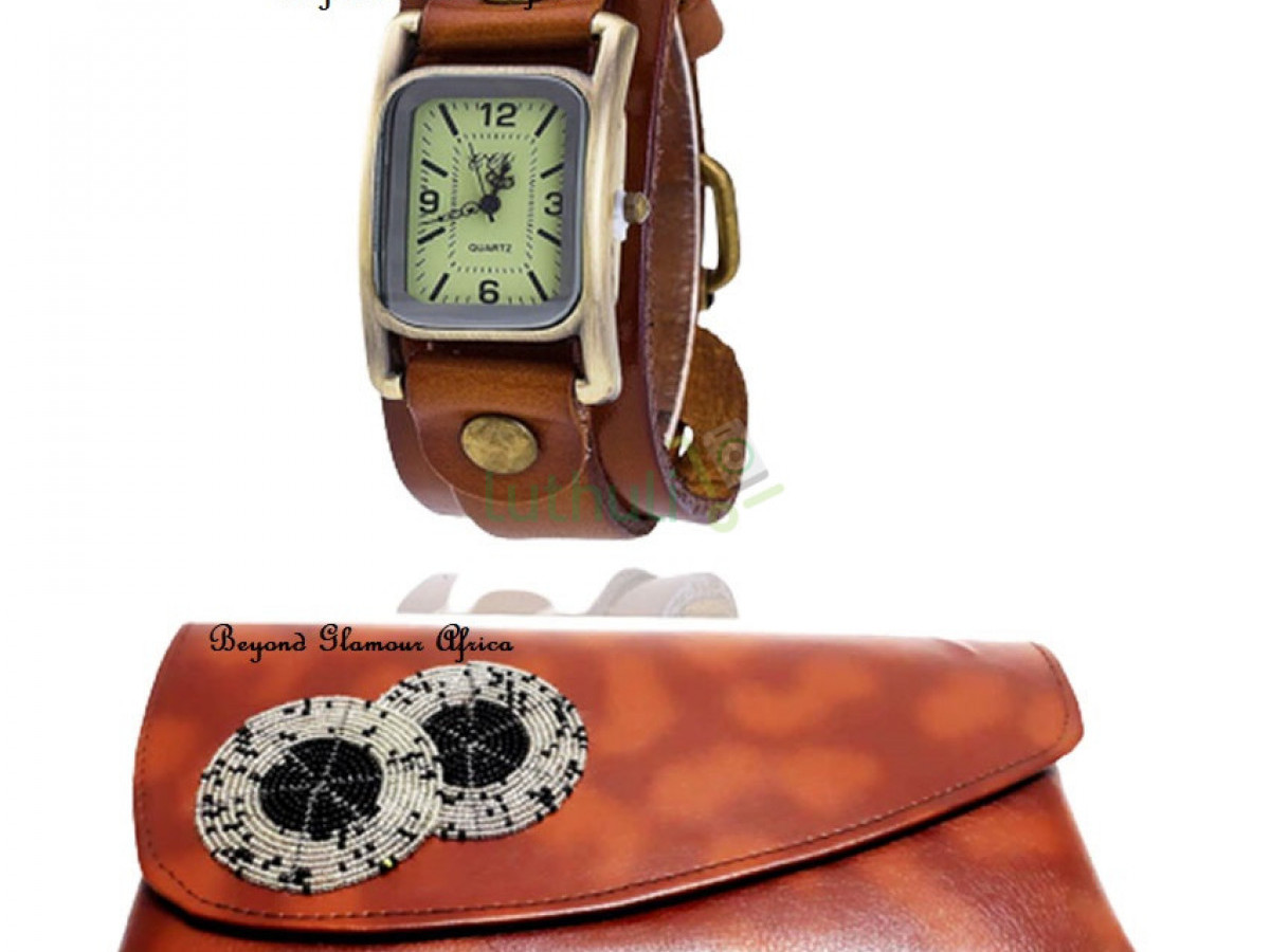 Womens Leather clutch bag with watch Womens Leather clutch bag with watch